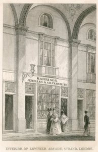 Innenansicht der Lowther Arcade, Strand, London, mit Harrison, Juwelier und Silberschmied