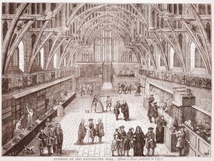 Innenansicht der alten Westminster Hall, nach einem Druck von 1797 von English School