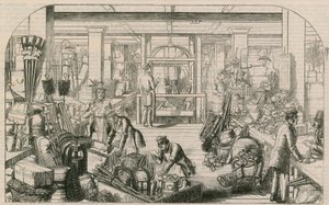 Innenansicht eines Stadtlagers, London von English School