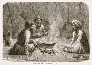Inneres eines Turkmenen-Zeltes, Illustration aus Cassells Illustrierter Geschichte Englands von English School