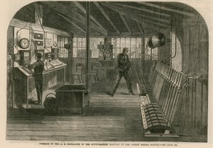 Innenansicht des A, B, Stellwerks der South-Eastern Railway am London Bridge Bahnhof von English School