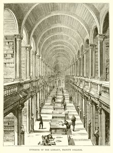 Innenraum der Bibliothek, Trinity College von English School