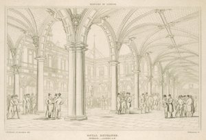 Innenansicht der Royal Exchange, London, Blick nach Südwesten von English School