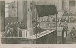 Innenansicht des Sitzungshauses, Old Bailey von English School