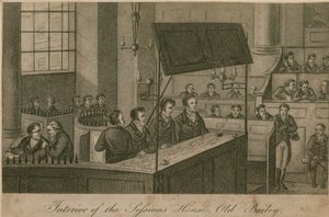 Innenansicht des Sitzungshauses, Old Bailey von English School