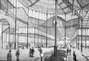 Innenansicht des kürzlich fertiggestellten Borne-Marktes, Barcelona, in den späten 1800er Jahren (Gravur) von English School