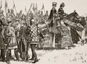 Interview zwischen Becket und König Heinrich, Illustration aus Cassells Illustrierter Geschichte Englands von English School