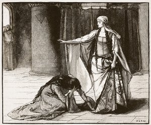 Interview zwischen der Kaiserin Matilda und Königin Maud, Illustration aus Cassells Illustrierter Geschichte Englands von English School