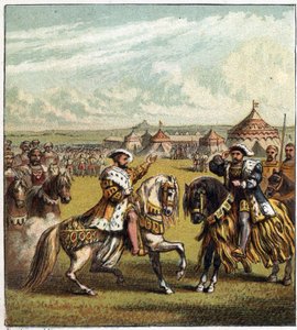 Interview mit den Königen von Frankreich und England, Franz I. (1494-1547) und Heinrich VIII. (1491-1547), im Lager des Goldenen Tuchs am 7. Juni von English School