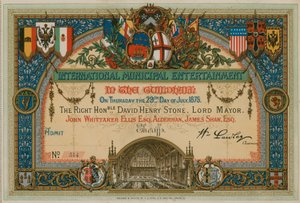 Einladung zur Internationalen Kommunalen Unterhaltung in der Guildhall, London, am 29. Juli 1875 von English School