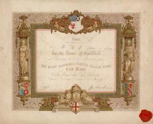 Einladung zu einem Bankett in der Guildhall, London, am 9. November 1854 von English School