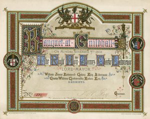Einladung zu einem Bankett in der Guildhall, London, am 9. November 1868 von English School