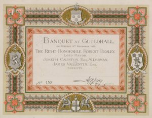 Einladung zu einem Bankett in der Guildhall, London, am 9. November 1869 von English School