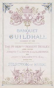 Einladung zu einem Bankett in der Guildhall, London, am 9. November 1869 von English School