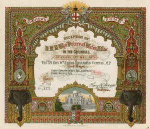 Einladung zur Empfang von HRH Der Prinz von Wales in der Guildhall, London, am 19. Mai 1876 von English School