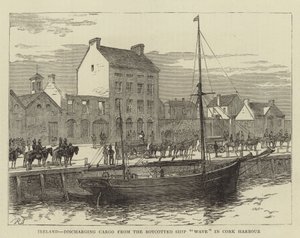 Irland, Entladung der Ladung vom boykottierten Schiff "Wave" im Hafen von Cork von English School