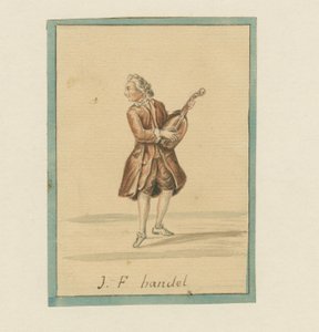 J. F. Händel, Mitte des 19. Jahrhunderts (Tinte, Kreide und Waschung auf Papier) von English School