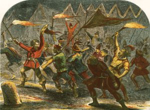 Jack Cade greift London bei Nacht an von English School