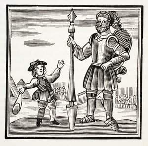 Jack und der Riese, Illustration aus Chap-books des achtzehnten Jahrhunderts von John Ashton, veröffentlicht 1882