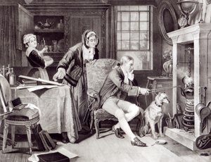 James Watt (1736-1819) spielt mit Dampf von English School