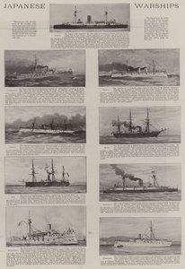 Japanische Kriegsschiffe (Lithografie) von English School