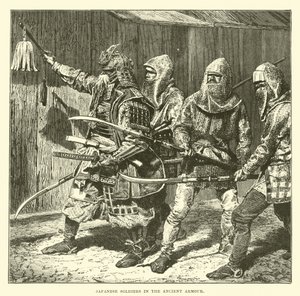 Japanische Soldaten in antiker Rüstung von English School