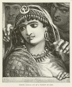 Isebel schaut aus einem Fenster auf Jehu von English School