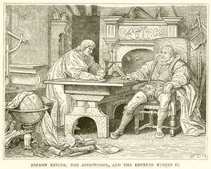 Johannes Kepler, der Astronom, und Kaiser Rudolf II. von English School