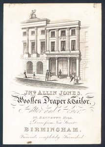 John Allin Jones, Wollwarenhändler und Schneider, Hutmacher und Strumpfhändler, Visitenkarte von English School