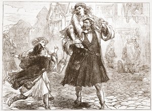Johann Luther bringt seinen Sohn zur Schule, Illustration aus Die Geschichte des Protestantismus von James Aitken Wylie, veröffentlicht 1878 von English School