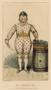 Joseph Grimaldi als Clown in Harlekin und Friar Bacon von English School