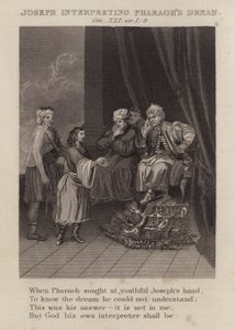 Joseph deutet den Traum des Pharao, Genesis XLI, Vers 1-8 von English School