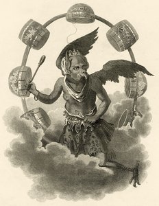 Jupiter, ein Idol der Chinesen, Illustration aus Die Welt: oder der gegenwärtige Zustand des Universums, eine allgemeine und vollständige Sammlung moderner Reisen und Reisen, von Cavendish Pelham, veröffentlicht