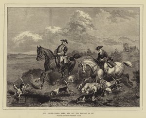 Gerade gefunden, "Halt, und lass die Hunde vorbei" (Stich) von English School