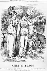 Gerechtigkeit für Irland!, graviert von Joseph Swain, aus Punch, 17. Januar 1880 von English School