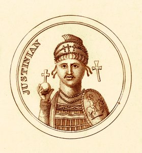 Justinian, Illustration aus Das universelle historische Wörterbuch von George Crabb, veröffentlicht 1825 von English School