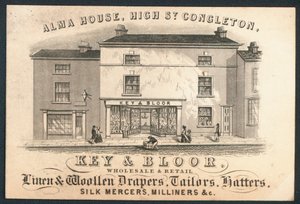Key and Bloor, Groß- und Einzelhändler für Leinen- und Wollwaren, Schneider, Hutmacher, Seidenhändler, Modisten, Visitenkarte