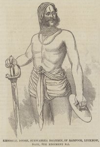 Khoosyal Doobe, Surwarrea Brahmin, aus Rampoor, Lucknow, Naik, 8. Regiment der einheimischen Infanterie (Gravur) von English School