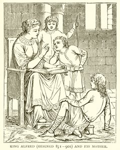 König Alfred (regierte 871-901) und seine Mutter von English School
