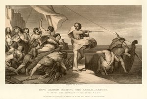König Alfred spornt die Angelsachsen an von English School