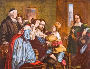 König Karl I. von England verabschiedet sich vor seiner Hinrichtung von seinen Kindern, aus 