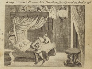 König Edward V und sein Bruder im Bett erstickt von English School