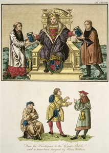 König Heinrich VIII. (1491-1547) vom Frontispiz der Großen Bibel, angeblich entworfen von Hans Holbein (14978-1543), Illustration aus The Complete View of the Dress and Habits of the People of England von English School