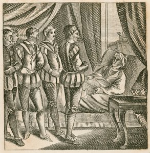 König Heinrich V. übergibt sein Testament an den Herzog von Bedford von English School