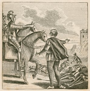 König Heinrich V. betrachtet das Schlachtfeld nach der Niederlage der Franzosen bei Agincourt von English School