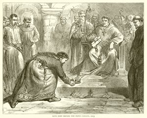König Johann vor dem Legaten des Papstes, 1213 von English School