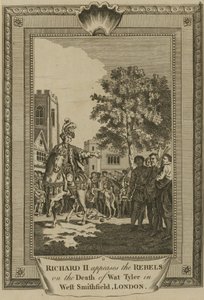 König Richard II. beruhigt die Rebellen nach dem Tod von Wat Tyler in West Smithfield, London