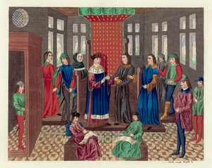 König Richard II. legt seine Krone und seinen Staat nieder von English School