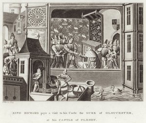 König Richard besucht seinen Onkel, den Herzog von Gloucester, in seinem Schloss Pleshy von English School