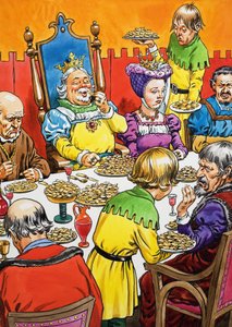 König und Königin bei einem ungewöhnlichen Abendessen von English School